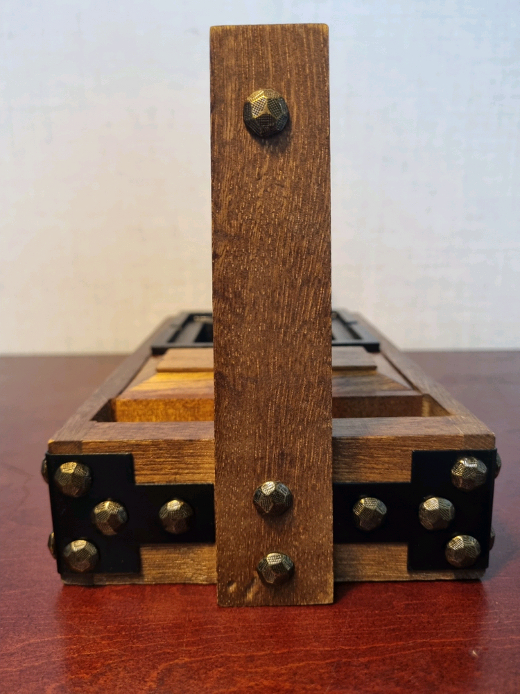 [일본 근대사 기물] 이동식 원목+무쇠 연초 함 이미지