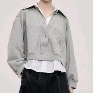 한섬 시스템 SYSTEM 자수 로고 레이어드 티셔츠 이미지