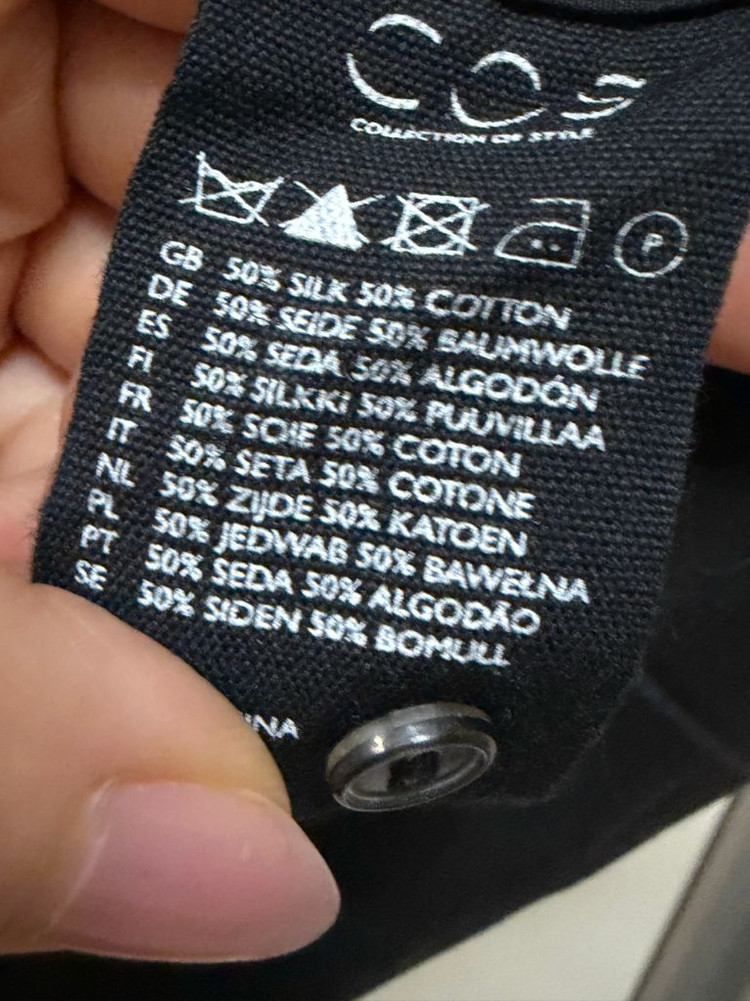 COS코스 실크50% 반팔 셔츠 원피스 핀턱 블랙미디여름노카라 이미지