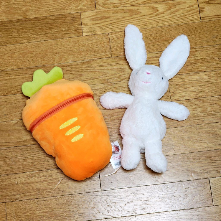 새상품)25cm 당근 침낭 토끼 인형_귀여운 소품_중형 인테리어 빅 누이_크레인 프라이즈 상품 이미지