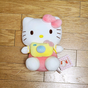새상품)22cm 헬로키티 카메라 인형_귀여운 소품_중형 인테리어 빅 누이_산리오 키티 크레인 프라이즈 상품 굿즈 이미지