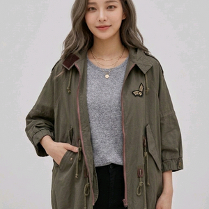 카키 걸리쉬 야상 점퍼 | 케이프 느낌 루즈핏 아우터 55~66 이미지