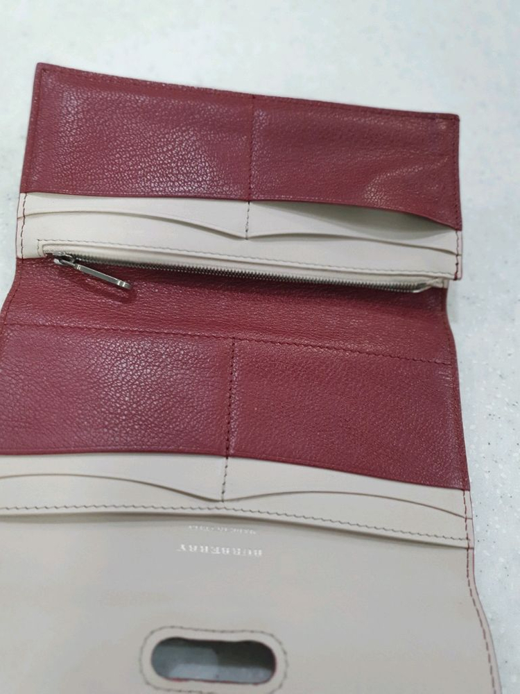 버버리(BURBERRY)버버리D링가죽장지갑 버건디 여성 지갑 이미지