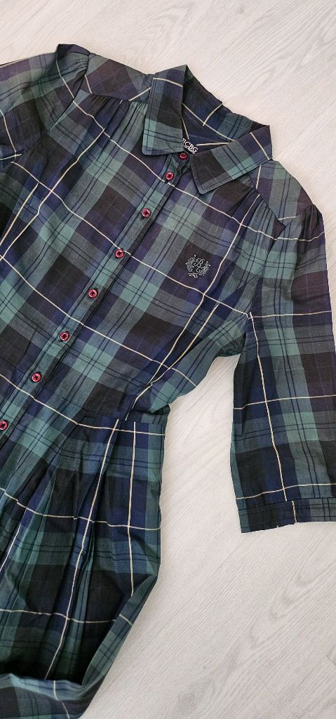 영국그린체크 아사면 원피스 55 이미지