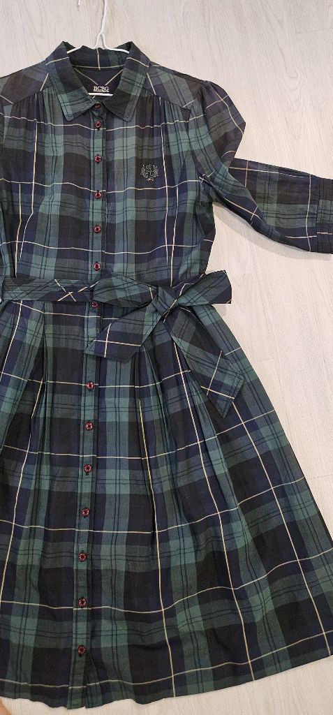 영국그린체크 아사면 원피스 55 이미지