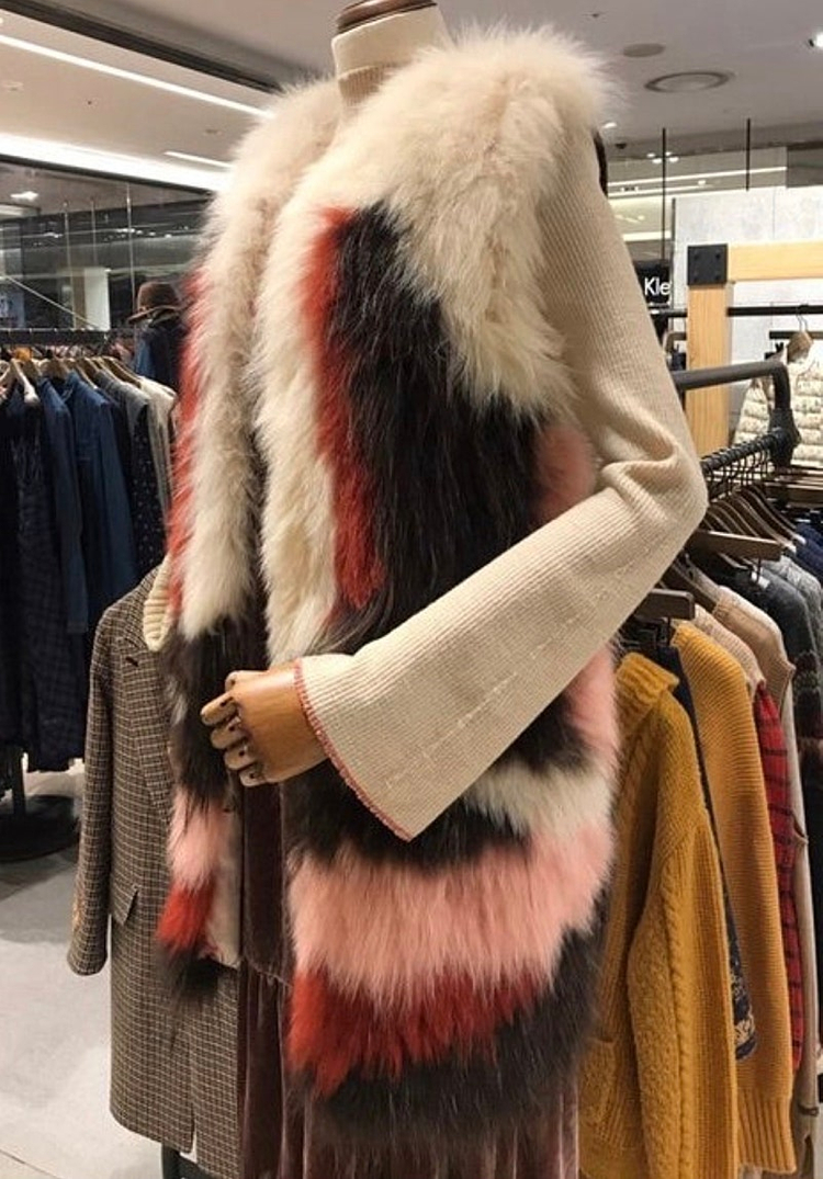 새상품 S 리얼 천연 폭스퍼 베스트 조끼 써스데이아일랜드 이미지