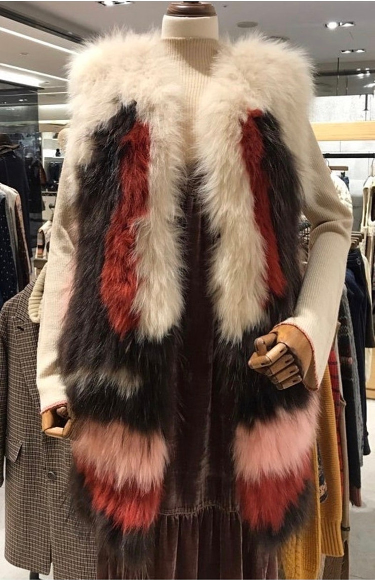 새상품 S 리얼 천연 폭스퍼 베스트 조끼 써스데이아일랜드 이미지