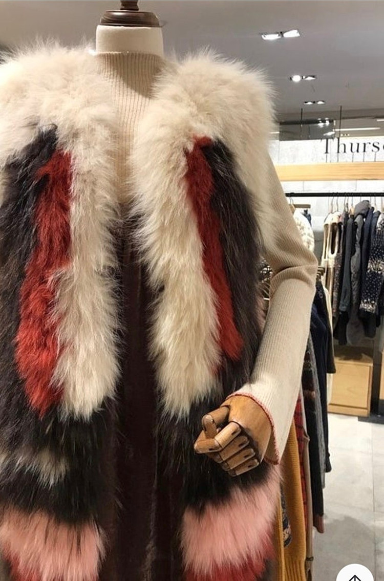 새상품 S 리얼 천연 폭스퍼 베스트 조끼 써스데이아일랜드 이미지