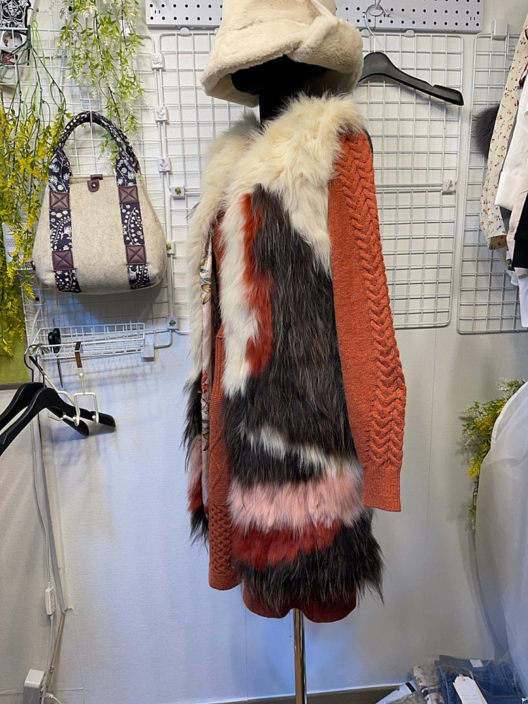 새상품 S 리얼 천연 폭스퍼 베스트 조끼 써스데이아일랜드 이미지