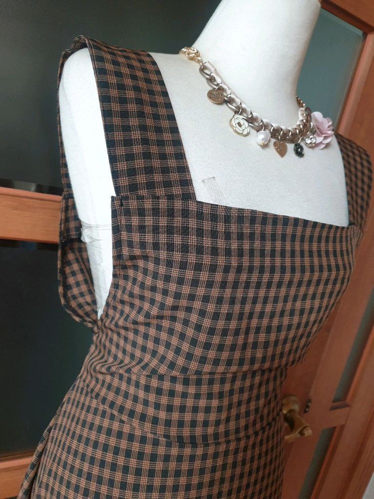 (새제품)베니토 체크 뷔스티에 롱원피스 이미지