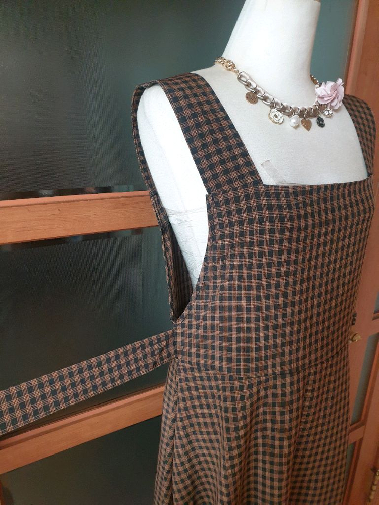 (새제품)베니토 체크 뷔스티에 롱원피스 이미지