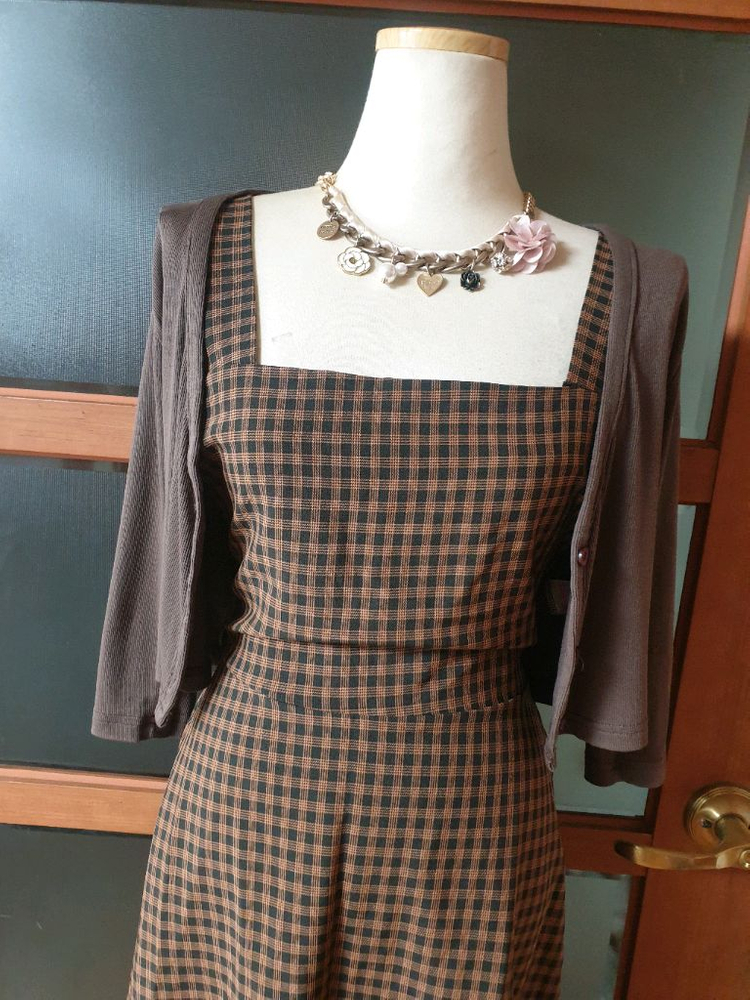 (새제품)베니토 체크 뷔스티에 롱원피스 이미지