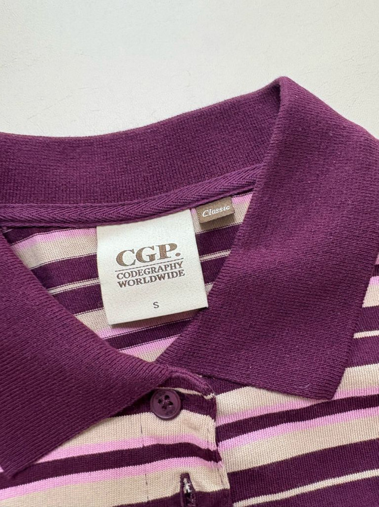 코드그라피 스트라이프 카라 티셔츠 버건디 s사이즈 이미지