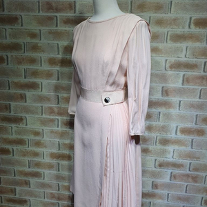 택부착 미샤 정품 실크배색 핀턱 플리츠 정장 원피스55 이미지