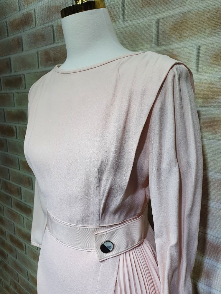 택부착 미샤 정품 실크배색 핀턱 플리츠 정장 원피스55 이미지