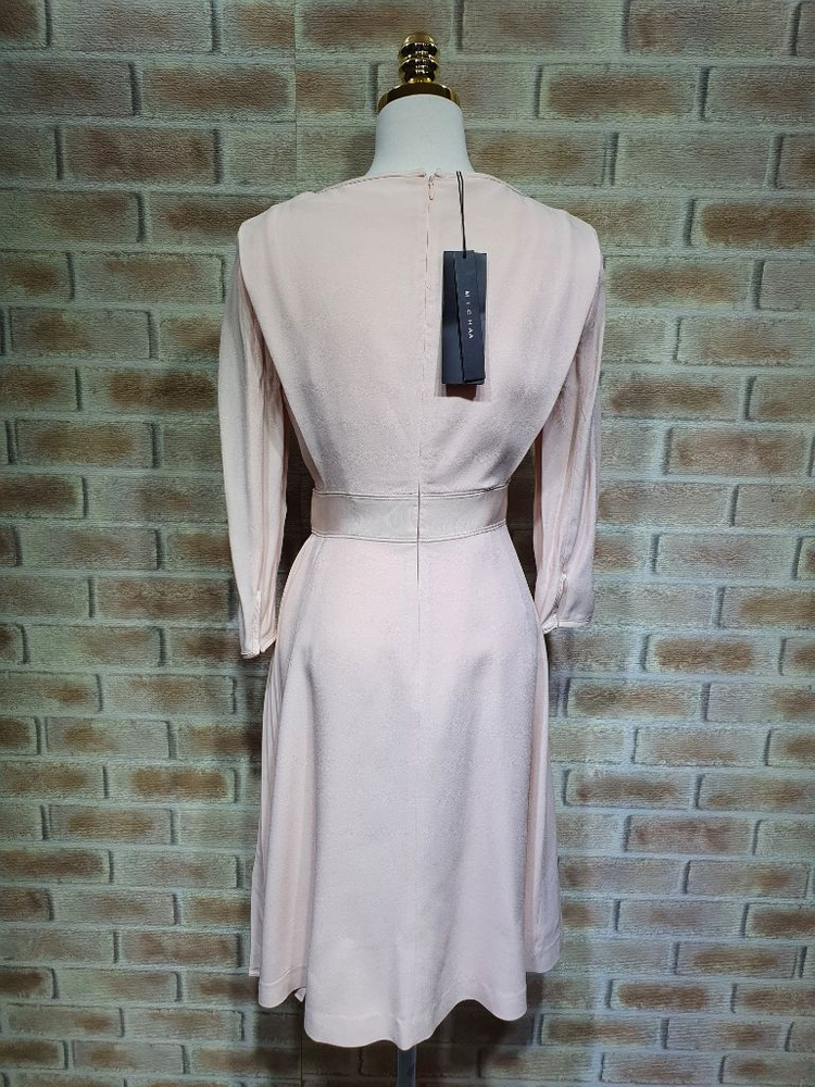 택부착 미샤 정품 실크배색 핀턱 플리츠 정장 원피스55 이미지