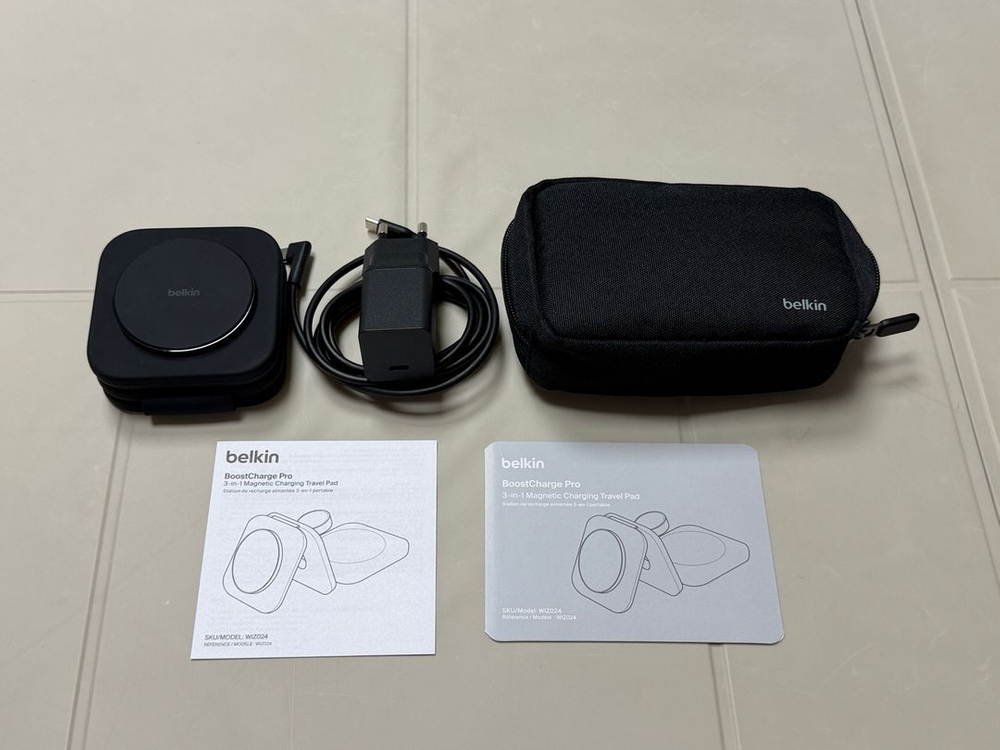 벨킨 Qi2 3in1 15W 마그네틱 여행용 무선 충전 패드 WIZ024 아이폰17 에어팟 애플워치 호환 고속충전 이미지