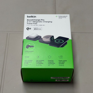 벨킨 Qi2 3in1 15W 마그네틱 여행용 무선 충전 패드 WIZ024 아이폰17 에어팟 애플워치 호환 고속충전 이미지