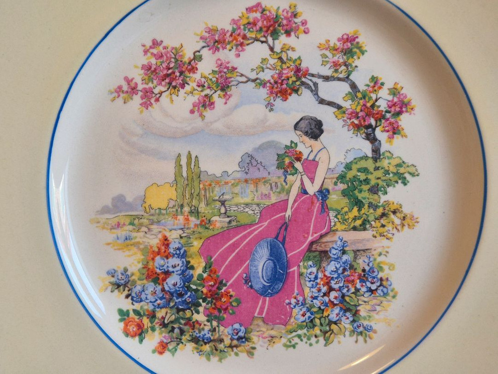 영국 엔틱 부스 앤 컥험 사각 접시 이미지