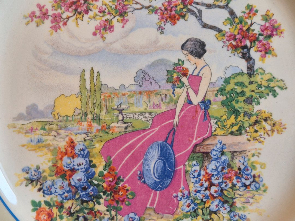 영국 엔틱 부스 앤 컥험 사각 접시 이미지