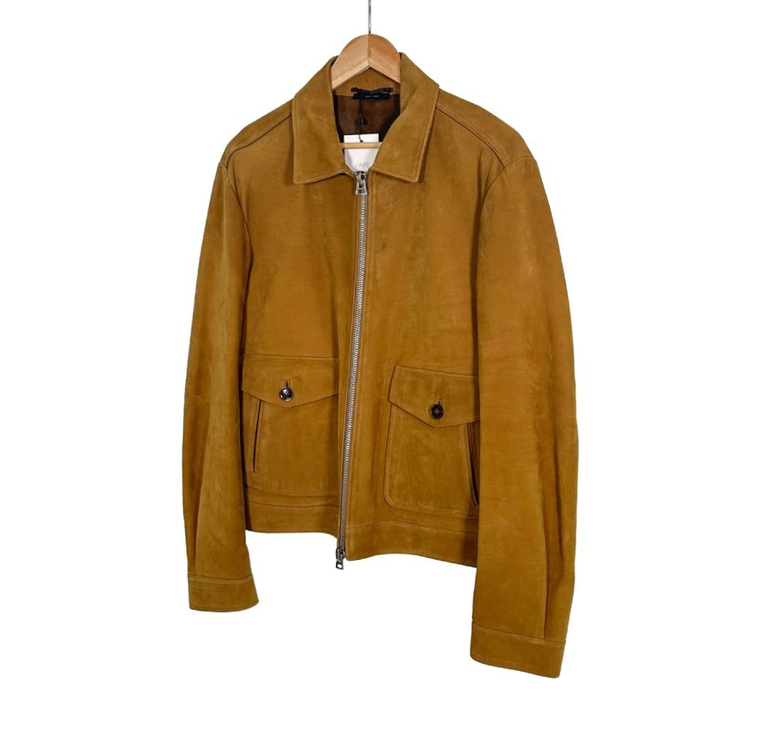 [50] 톰포드 남성 버팔로 레더 스웨이드 트러커 워크 가죽 자켓 카멜 이미지