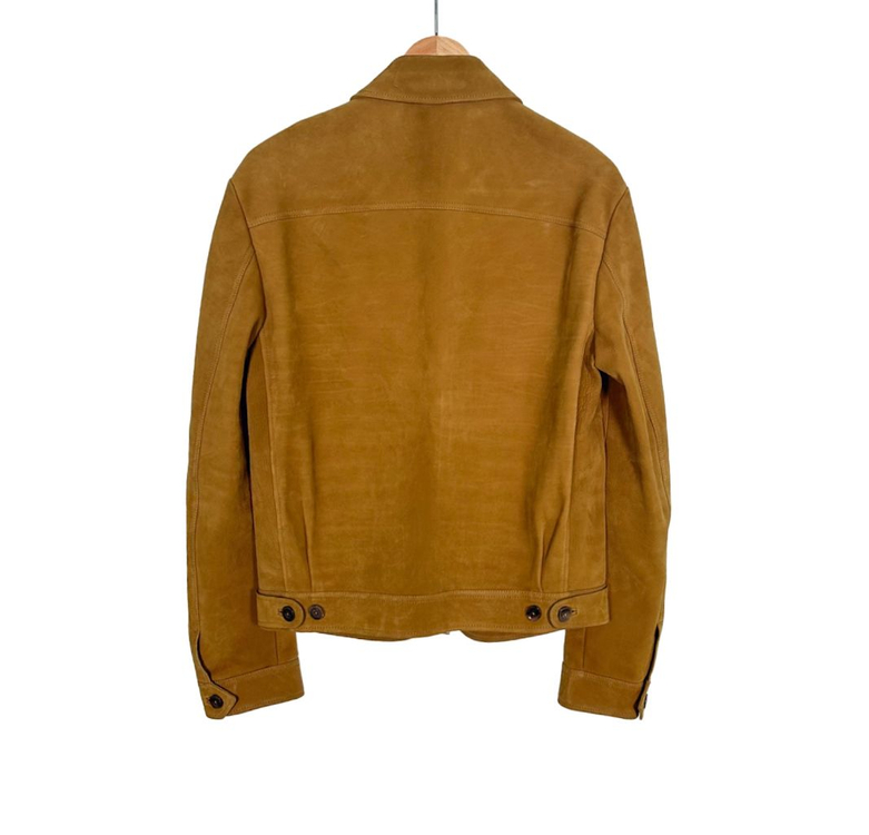 [50] 톰포드 남성 버팔로 레더 스웨이드 트러커 워크 가죽 자켓 카멜 이미지