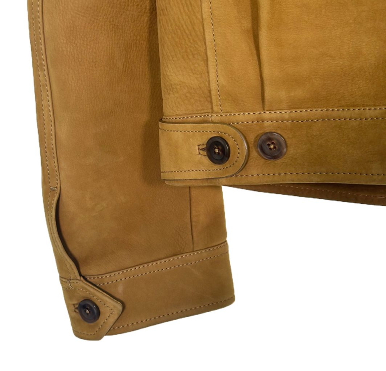 [50] 톰포드 남성 버팔로 레더 스웨이드 트러커 워크 가죽 자켓 카멜 이미지