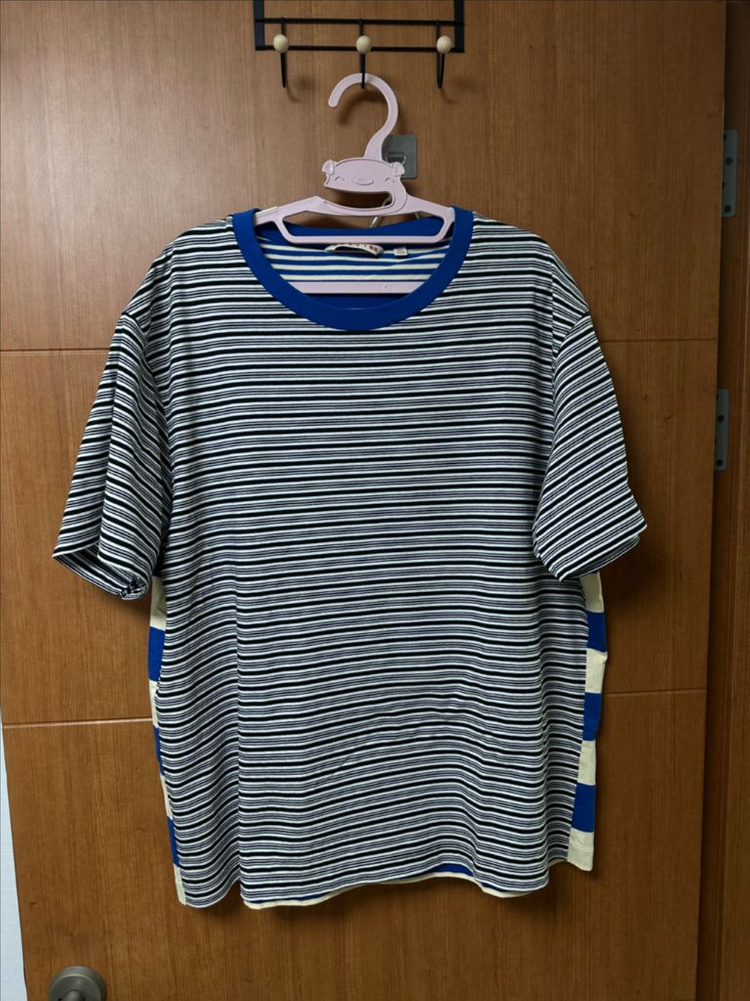 [XXL] 유니클로 Marni 스트라이프 반팔 티셔츠 블루 이미지