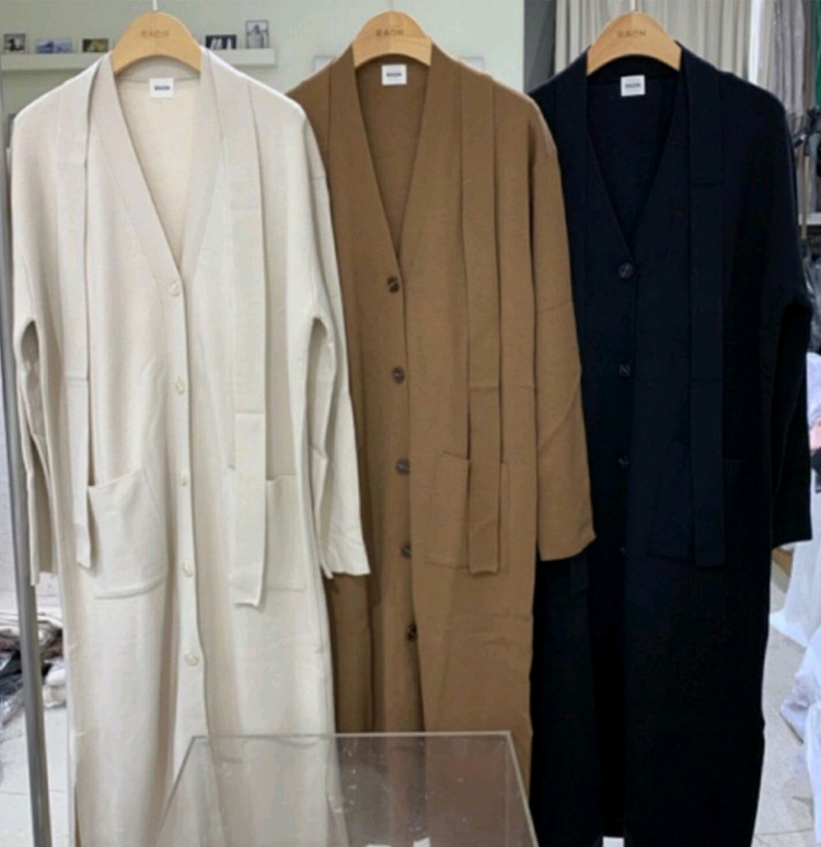 뮤제라 라온 막스 홀가 원피스/ 양면 롱 벨트 가디건 블랙 새상품 봄가을용 이미지