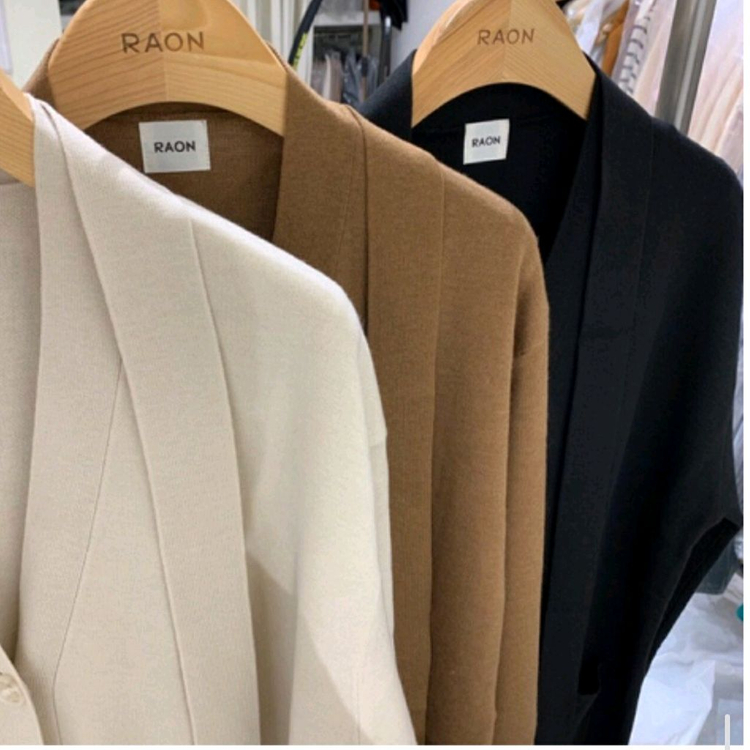 뮤제라 라온 막스 홀가 원피스/ 양면 롱 벨트 가디건 블랙 새상품 봄가을용 이미지