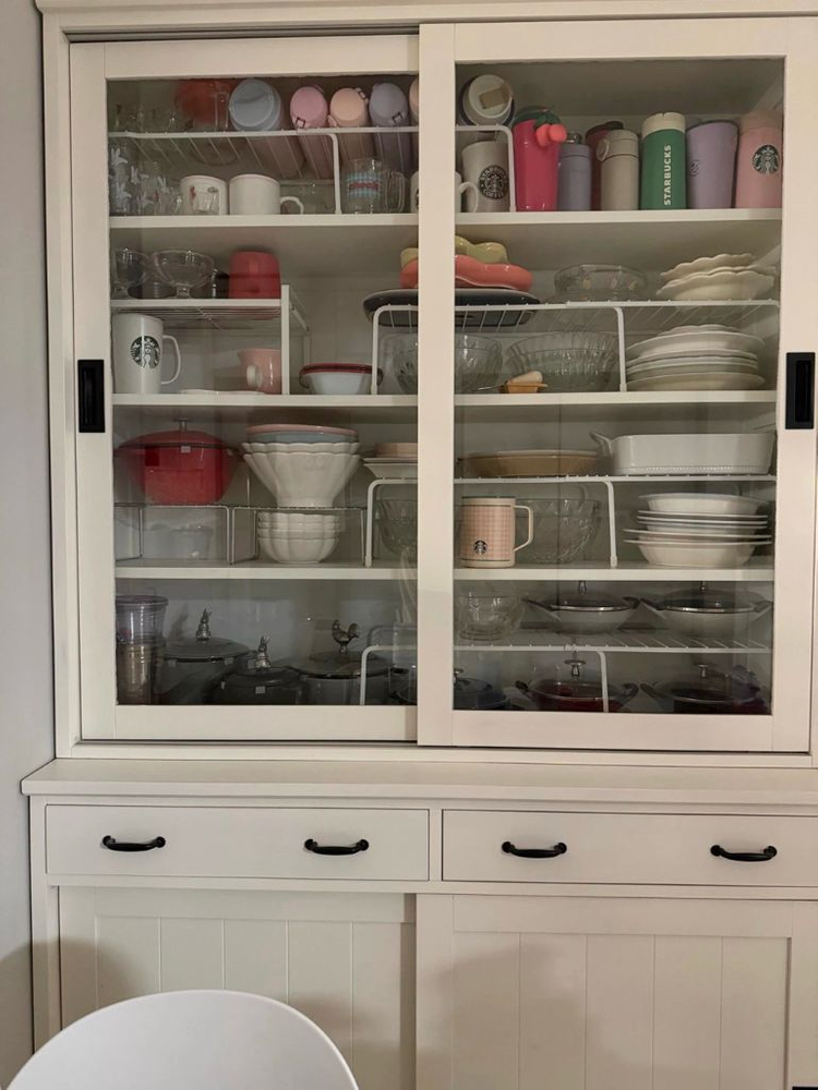 꿈에그린가구 원목 슬라이딩 유리도어장 홈카페 수납장 / 그릇장1200 이미지