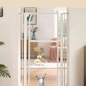 새상품) 씨엠코리아 투명 디자인 안전문 화이트 75-85cm 이미지