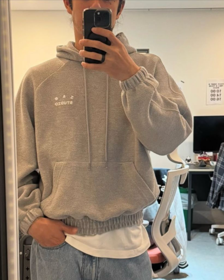 IAB 스튜디오 헤링본 그레이 후드 XXL 판매 이미지