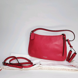 코치 핑크색 가죽 크로스백 이미지