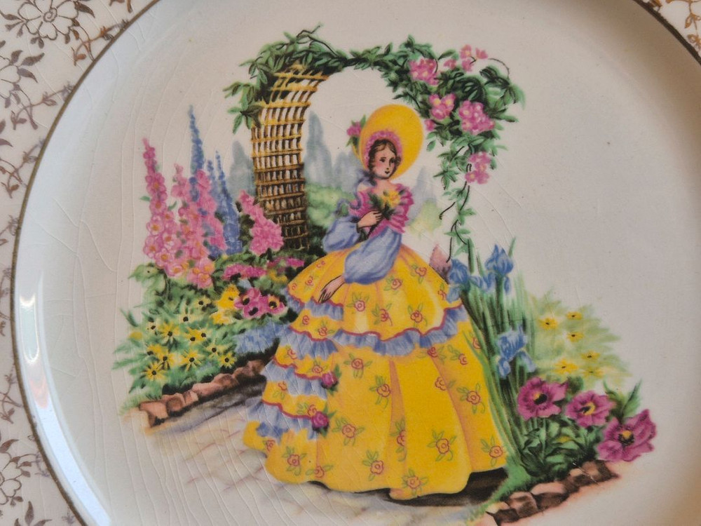 엔틱 영국 커클랜드 장식용 접시 이미지