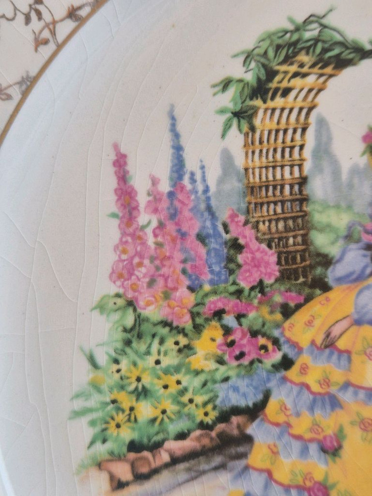 엔틱 영국 커클랜드 장식용 접시 이미지