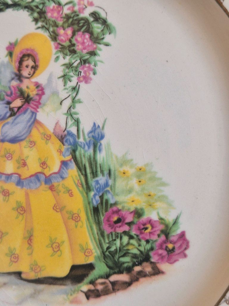 엔틱 영국 커클랜드 장식용 접시 이미지