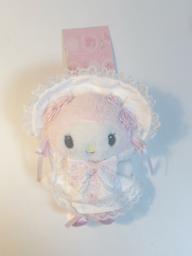 산리오 화이트프릴 마이멜로디 마스코트 마멜 인형 키링 이미지