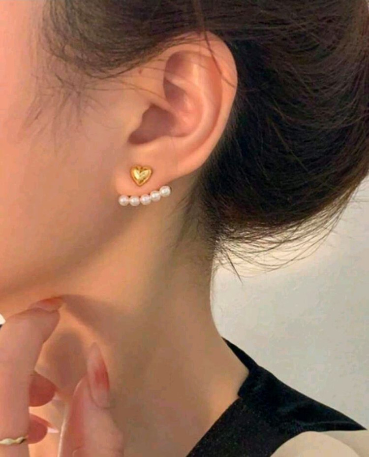 [새거 .4천원]하트 진주 스터드 귀걸이 이미지