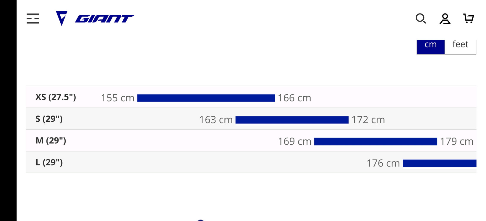 자이언트 mtb 타론0 xs사이즈 이미지