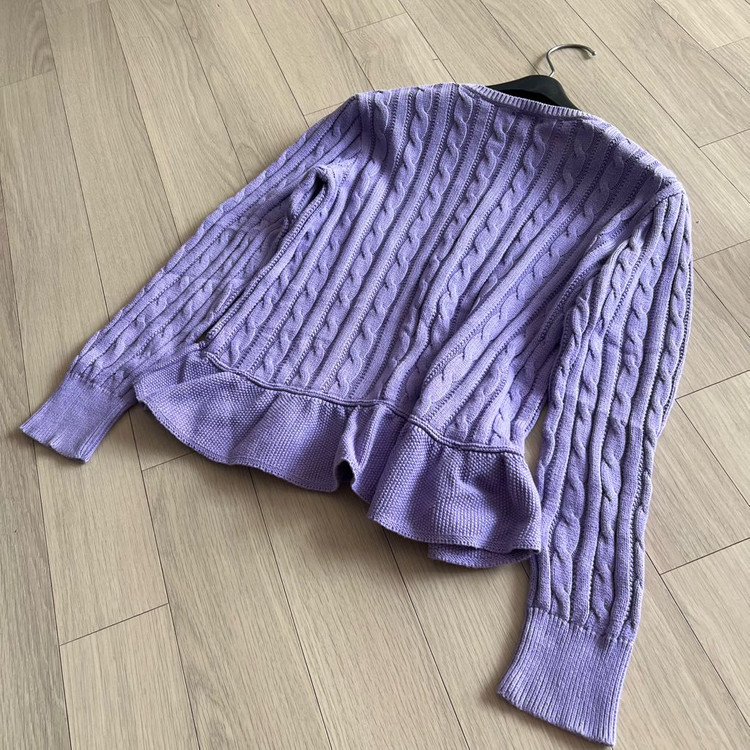 폴로 랄프로렌 걸즈 케이블 프릴 가디건 L 페플럼 퍼플 연보라 니트 옐로우포니 이미지