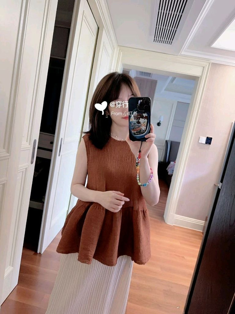 플리츠플리즈 이세이미야케 미 시스루 크레페 바운스 탑 ~ 이미지