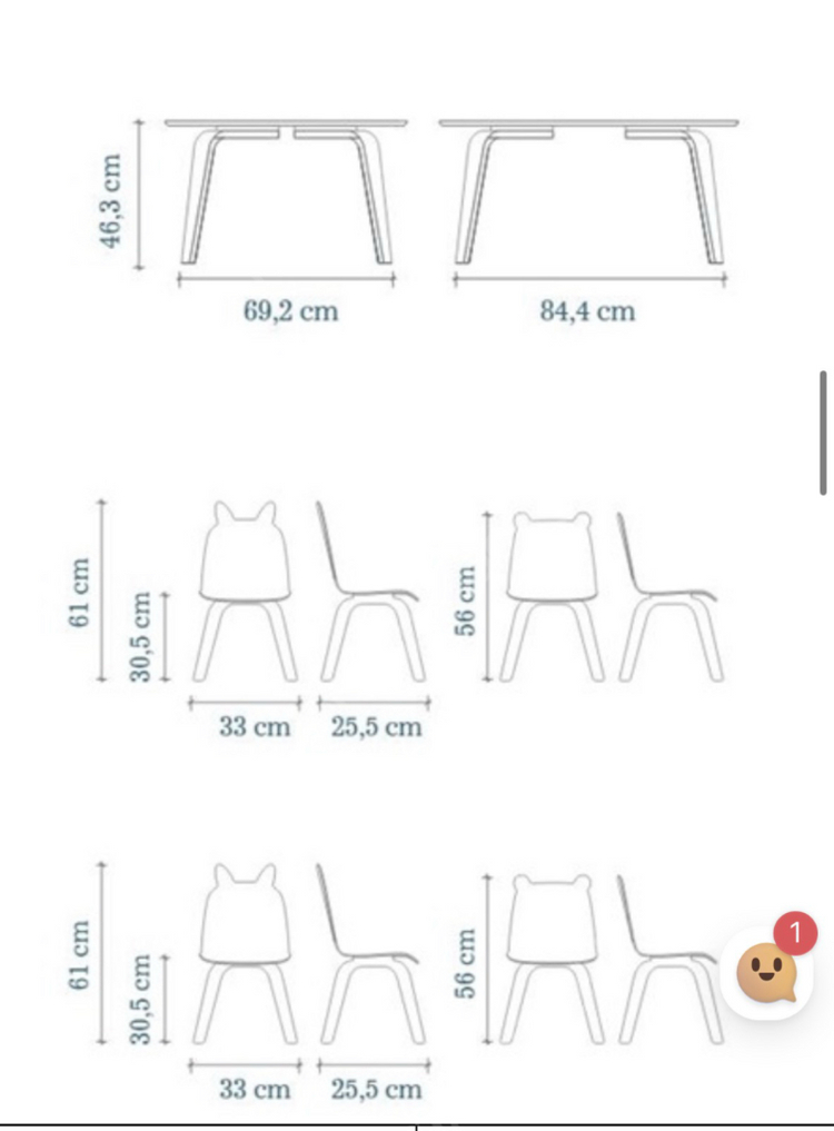 우프 플레이 테이블 & 2체어 책상 세트 이미지