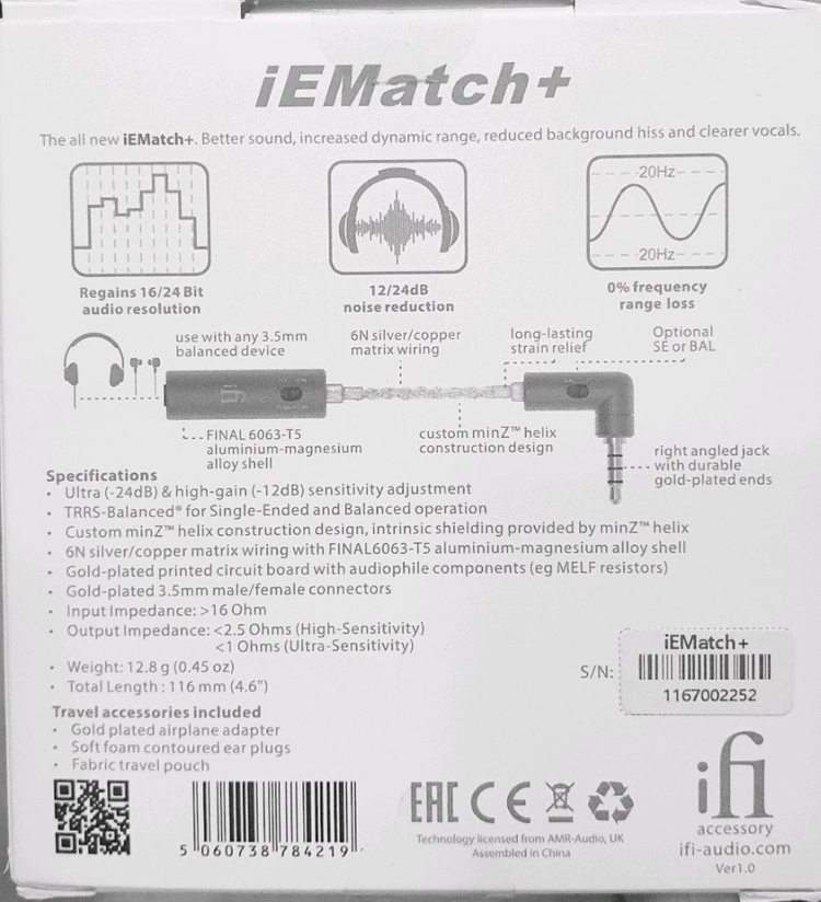 ifi iEMatch+ 노이즈 제거 헤드폰 음질 향상 젠더 이미지