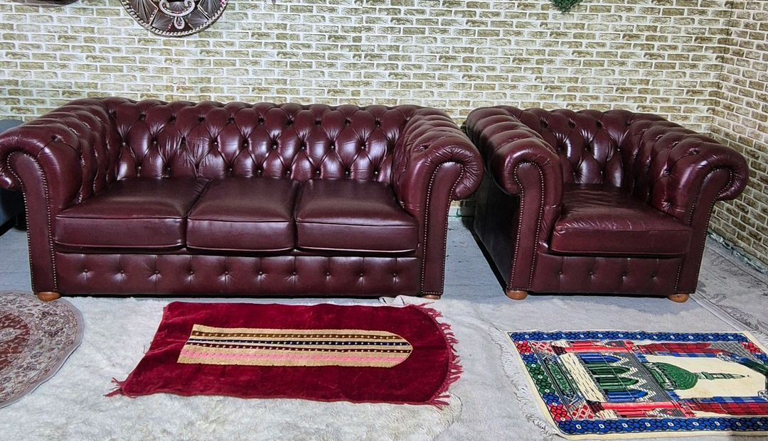 체스터필드 이태리 전체 천연 가죽 3+1인 소파쇼파세트 이미지
