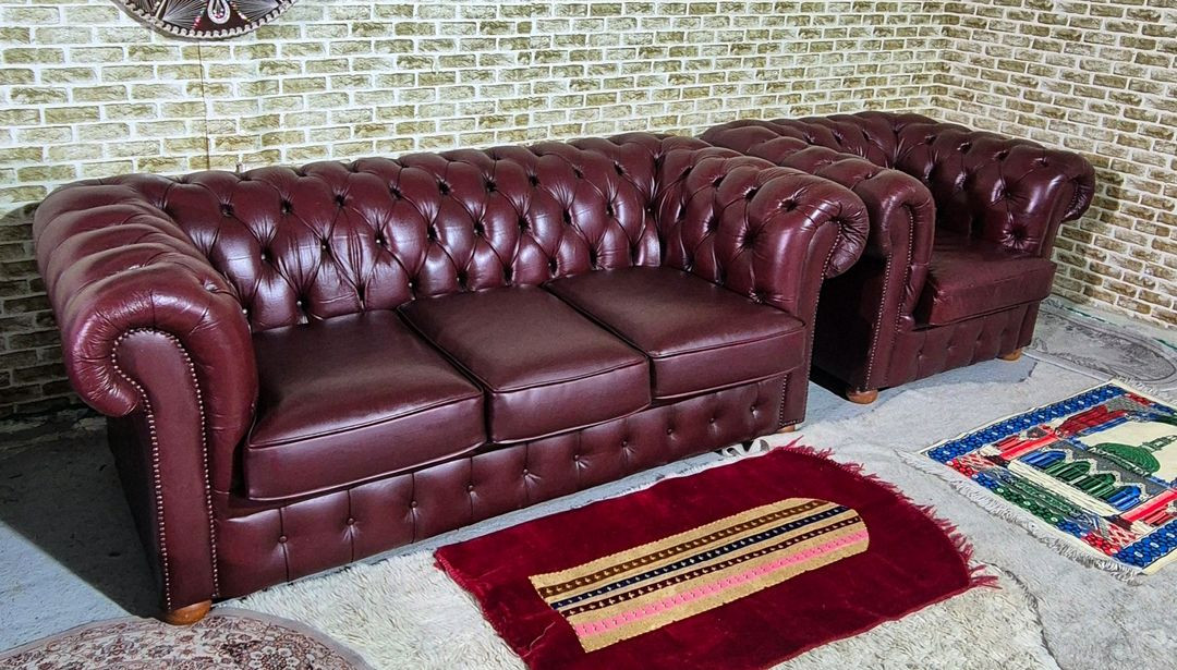 체스터필드 이태리 전체 천연 가죽 3+1인 소파쇼파세트 이미지