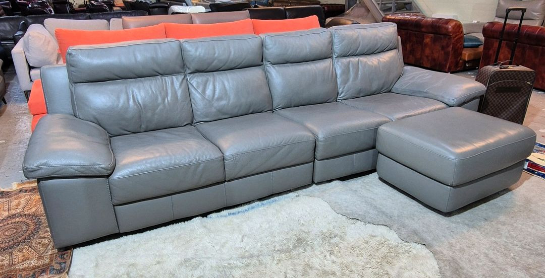 칼리아 이탈리아 이태리 전체 천연가죽 4인 소파쇼파+스툴 이미지