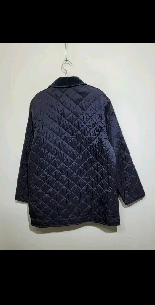 (XL) 바버 퀼팅자켓 네이비 누빔점퍼 코듀로이 카라넥 이미지