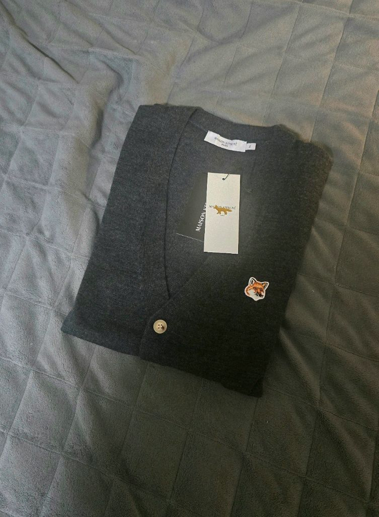 메종키츠네 폭스 헤드 가디건 앤트러사이트 멜란지 그레이 색상 XL사이즈(국내105) 이미지