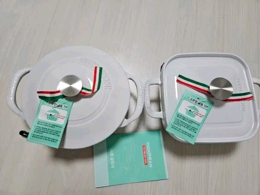 새제품-이녹스프랑 무쇠주물 웍+무쇠주물 사각 냄비 2종세트 이미지